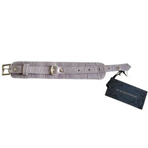 KIKI DE MONTPARNASSE attache croc lambskin leather cuff bracelet in lilac NEW